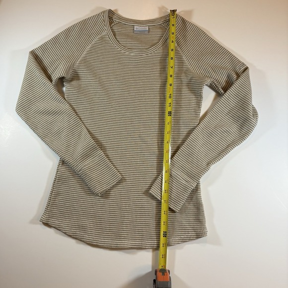 Columbia Women's Long Sleeve Pullover Sweater Khaki/Brown & White Stripe Size XS - Picture 4 of 6